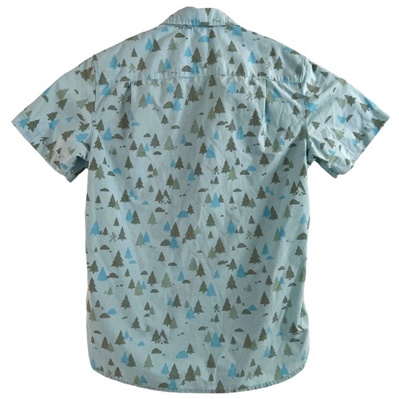 The North Face Shirt Men Size Small Button Down Short Sleeve Casual Print Blue - Picture 2 of 4